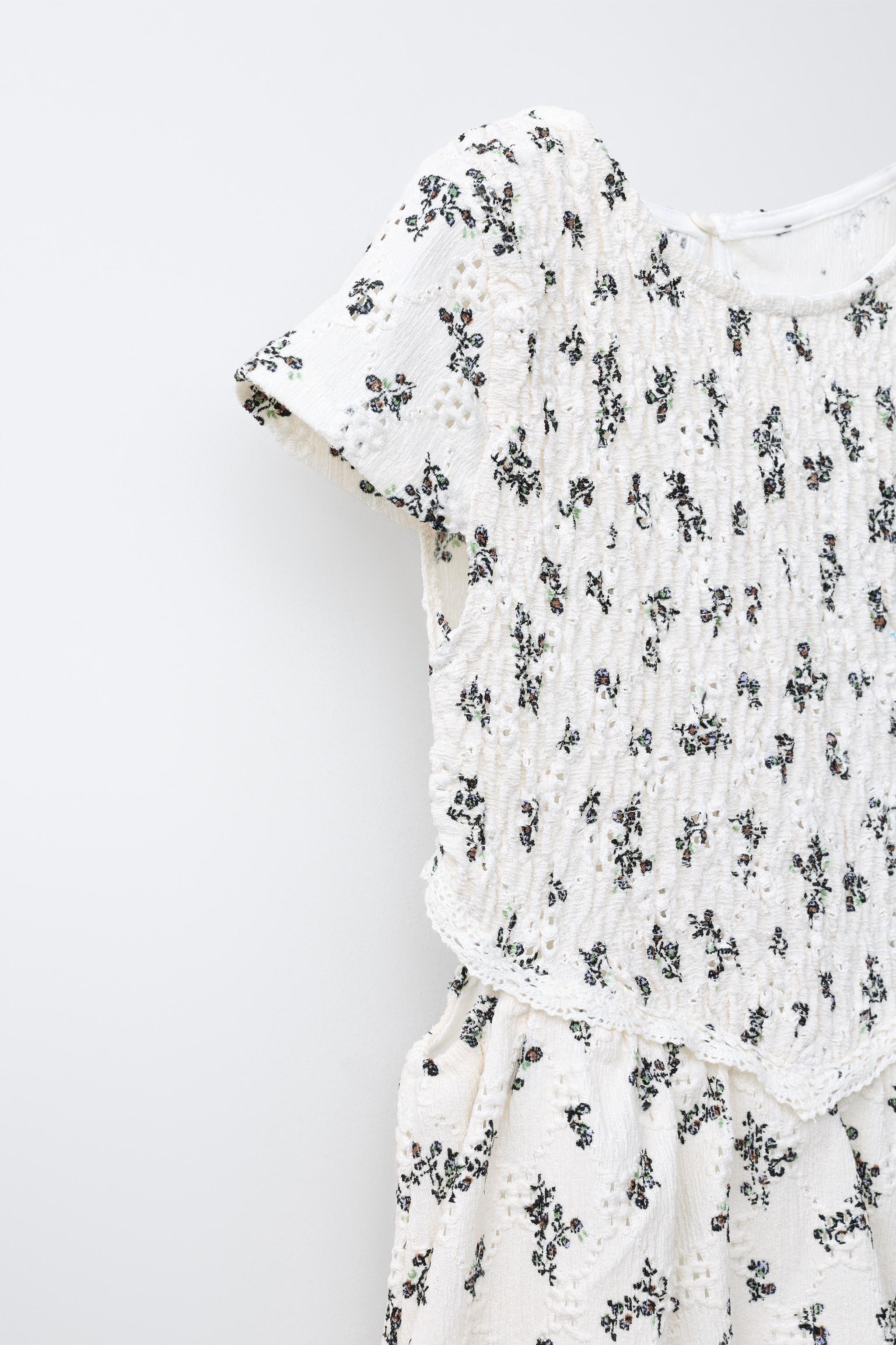 ROBE NID D'ABEILLE FLEURS